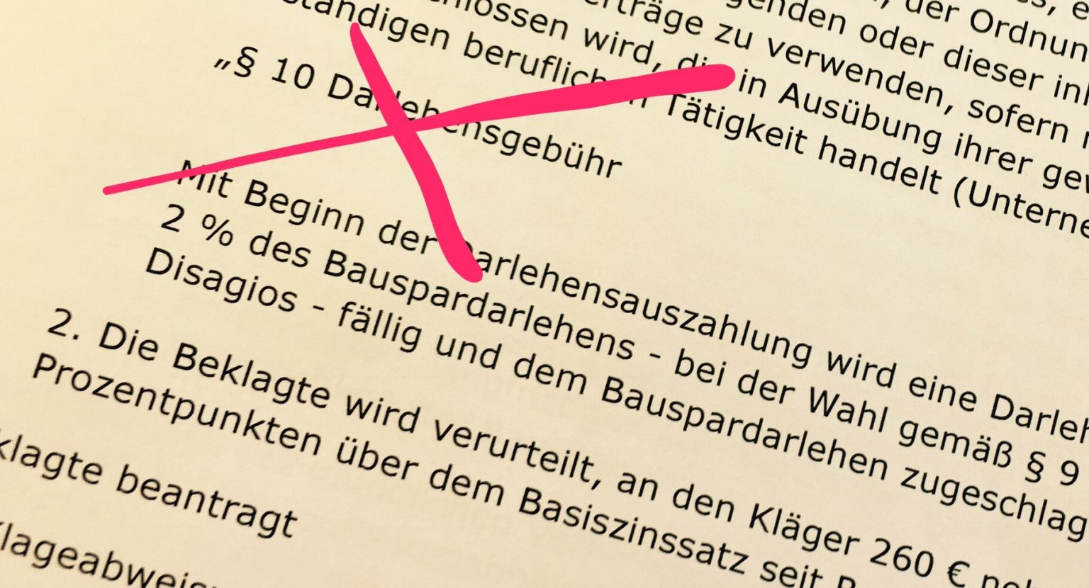 BGH kippt Darlehensgebühr bei Bausparverträgen (Urteil v. 08.11.2016